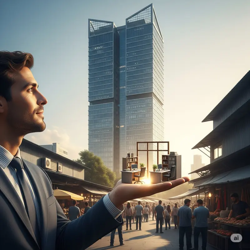 business man holding office